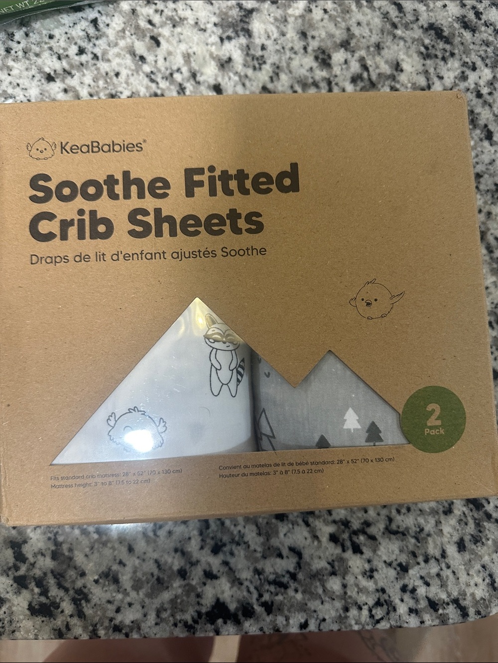 KeaBabies Soothe Fitted Crib Sheets - White & Gray - woodland 2 pack
